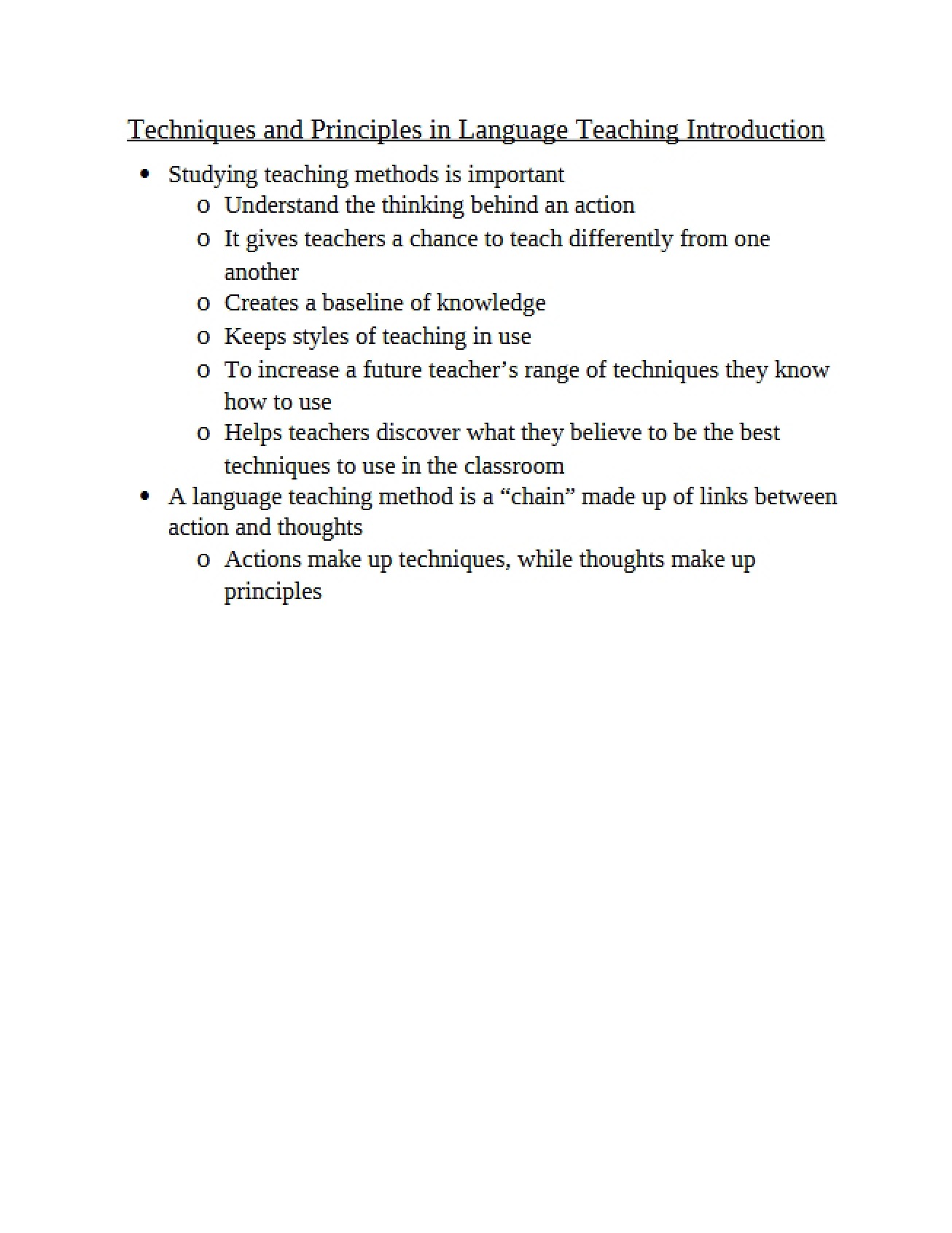 Intro to Language Teaching Principles and Techniques
