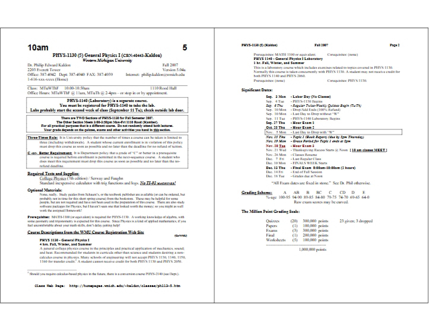 Class Syllabus