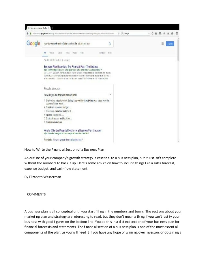 Writing the Financial Section of a Business Plan