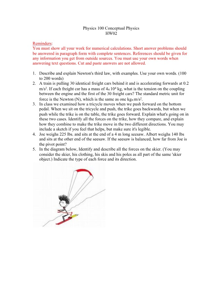 PHYSICS 100 Homework 2