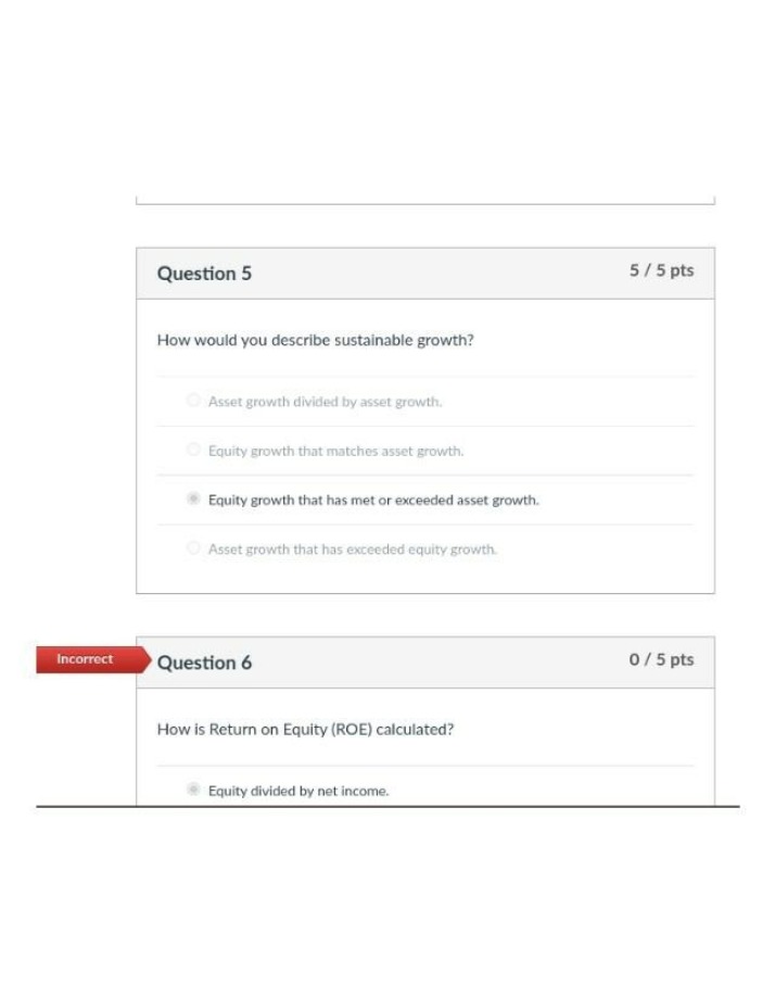 Quiz on Sustainable Growth and Return on Equity Calculation