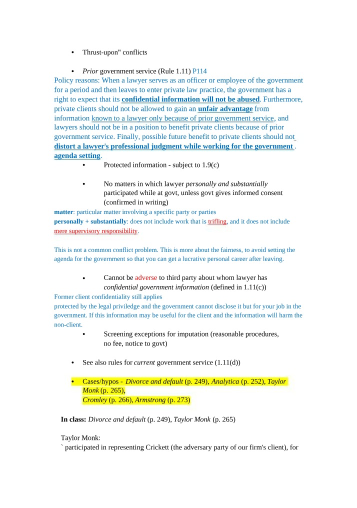 Protecting Conflicts of Interest in Government Service