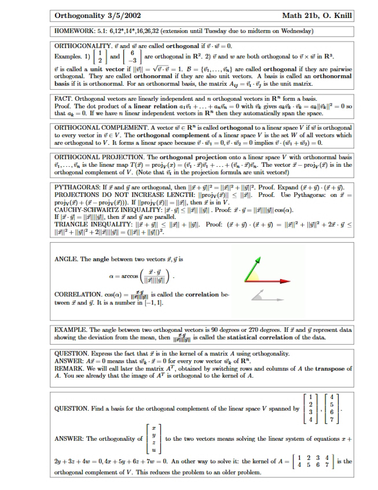 Mathematical Principles of Orthogonality
