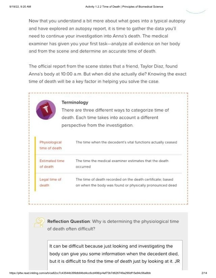 Time of Death - Activity 1.2.2