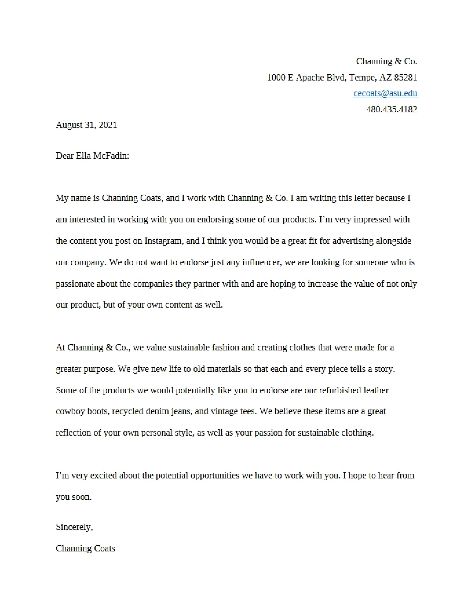 Business Letter Correspondence Project