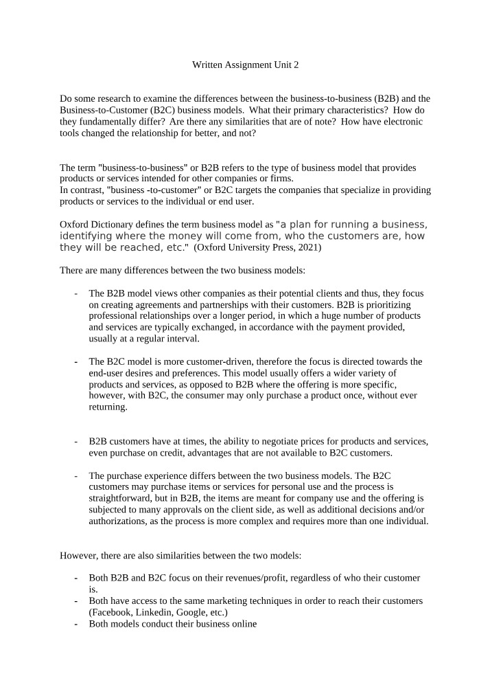 Written Assignment Unit 2 Draft