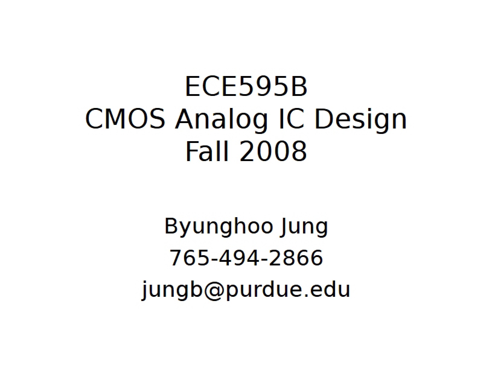 CMOS Analog IC Notes