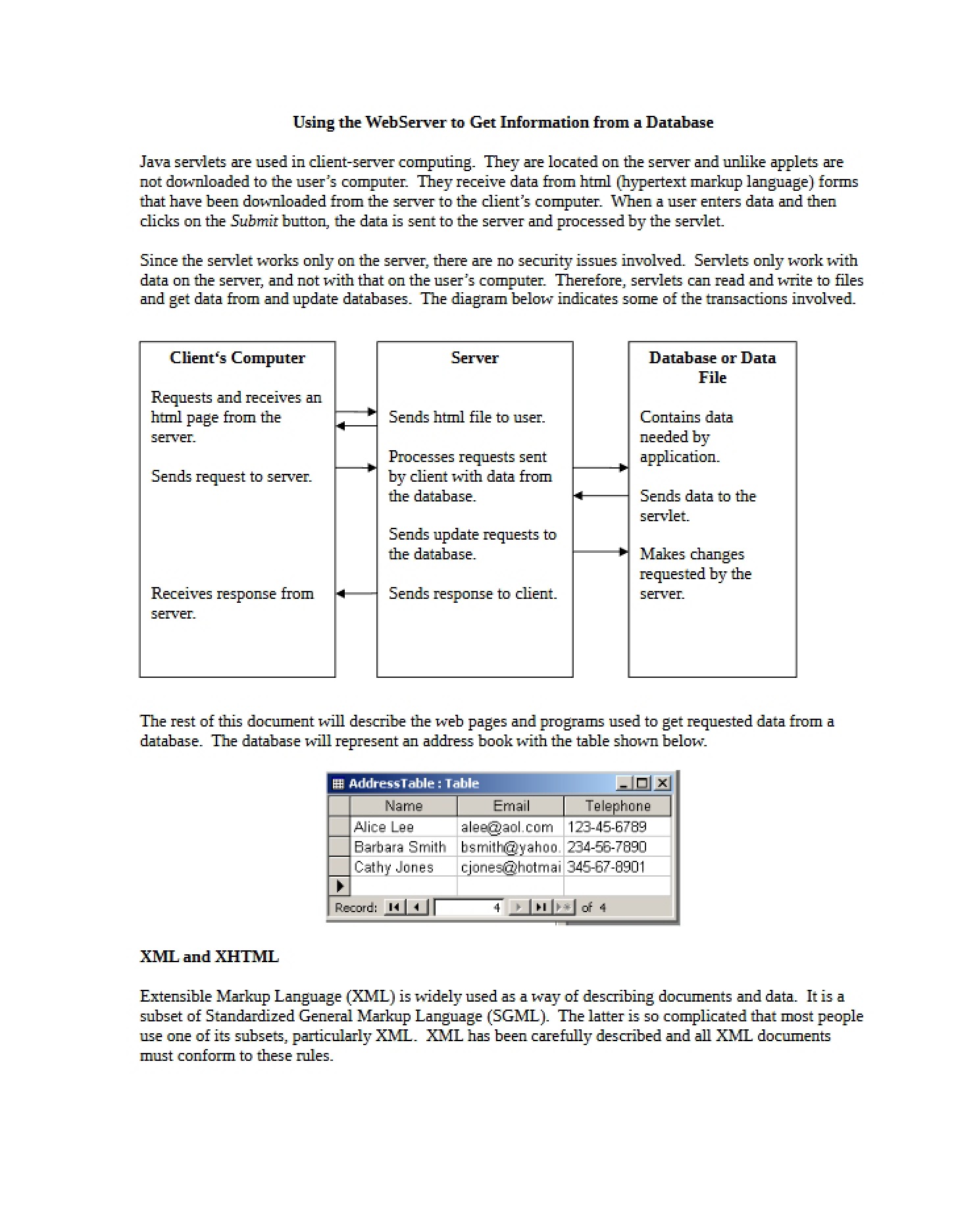 Database Information Retrieval via WebServer