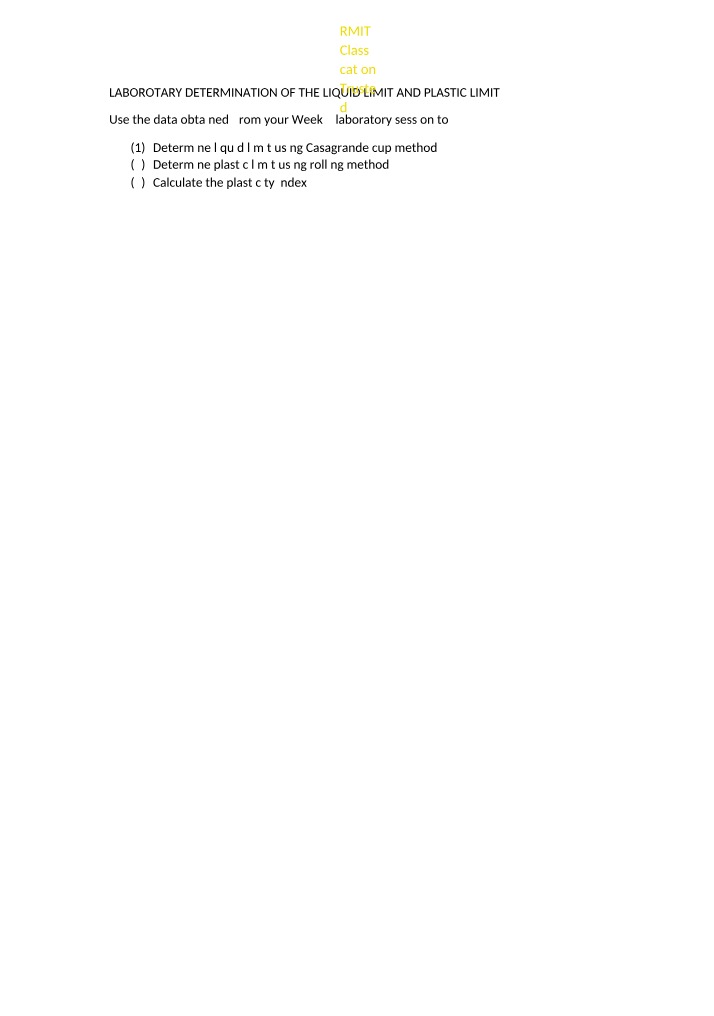 Lab Determination - Liquid and Plastic Limits