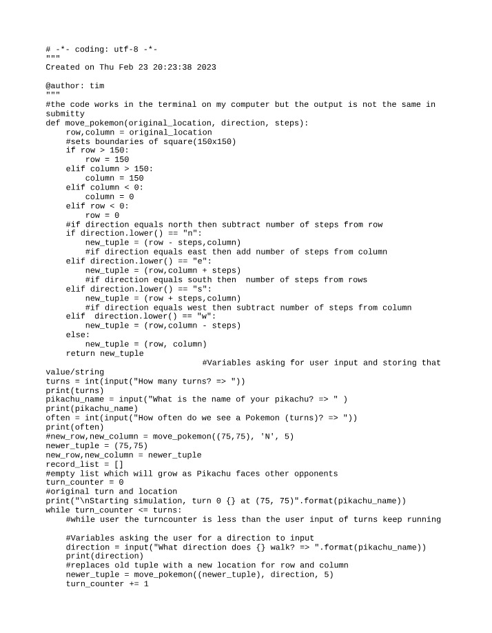 Pikachu's Journey Simulation - Pokemon Moves and Encounters