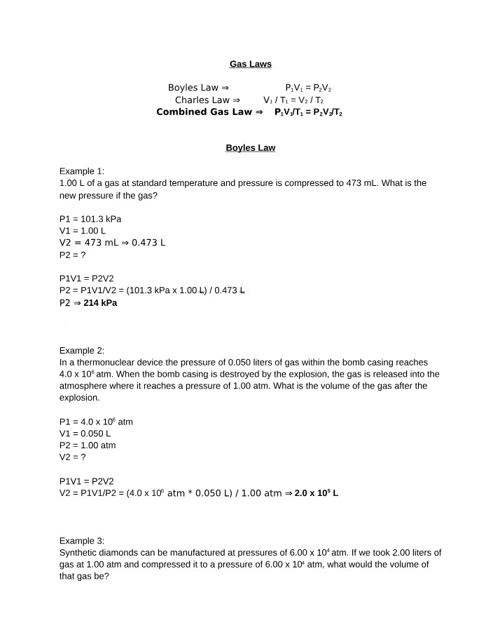 Gas Laws - Boyle's Law and Charles Law