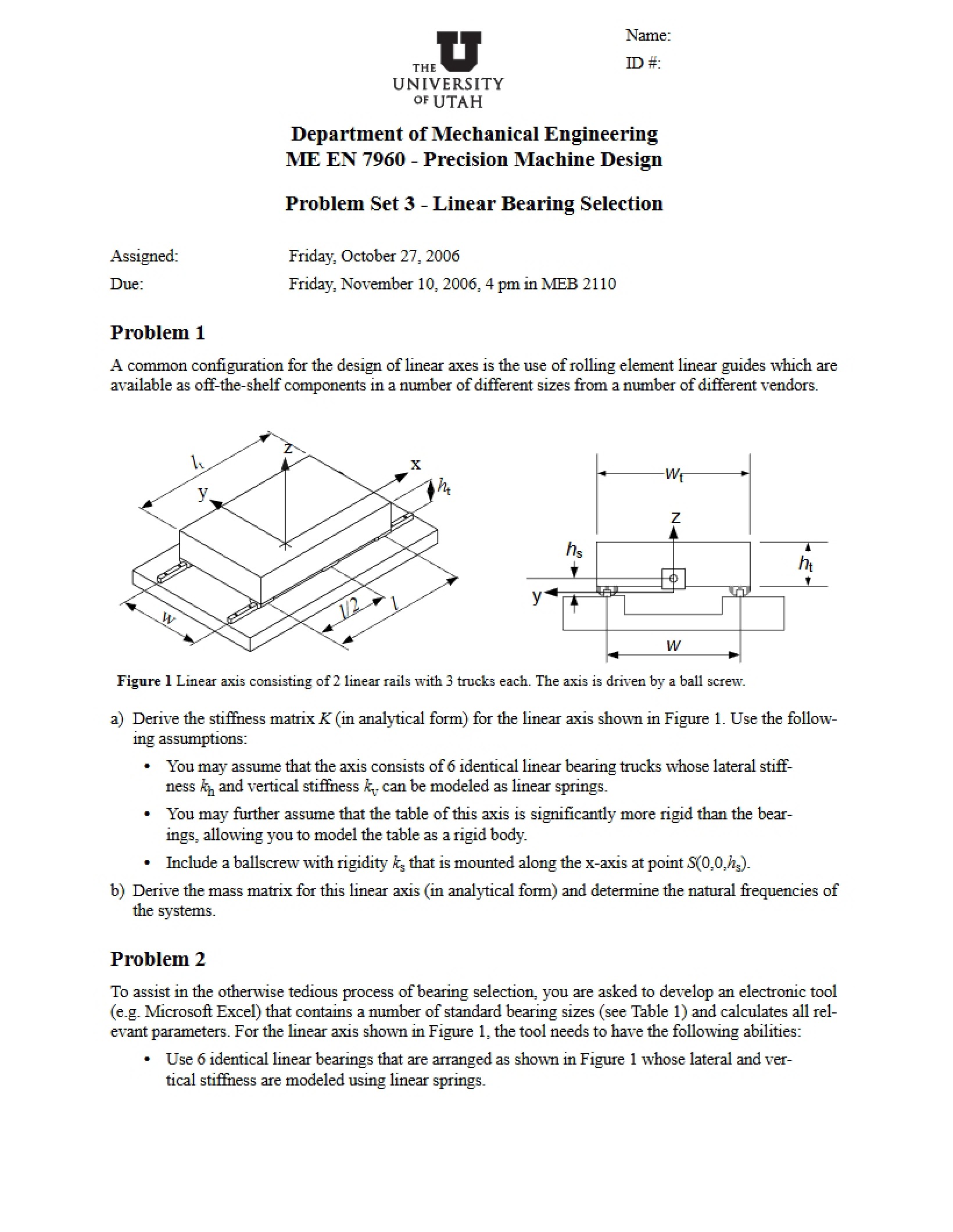 Problem Sets Linear Bearing Selection