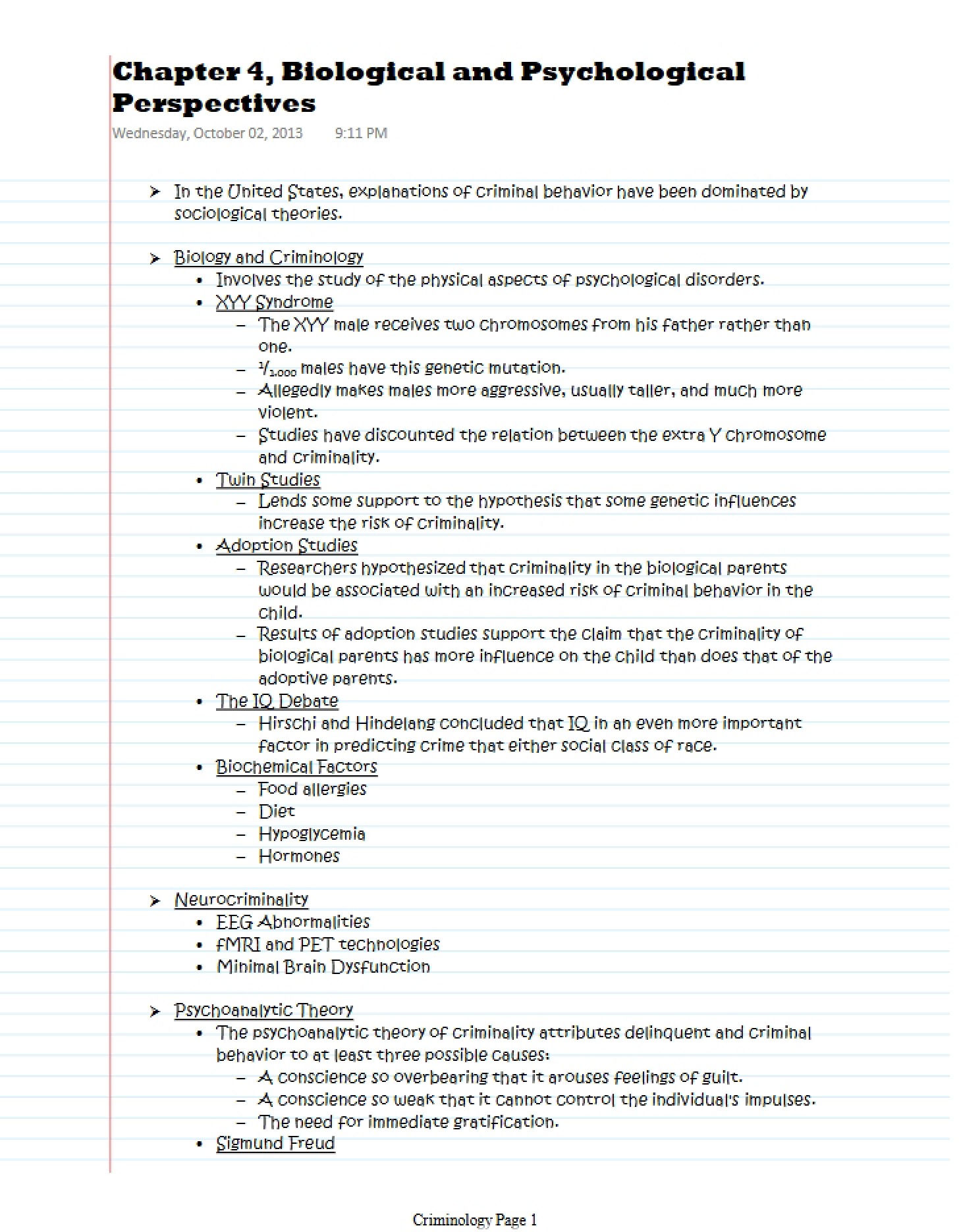 Psychological and Bio Perspectives Chapter 4