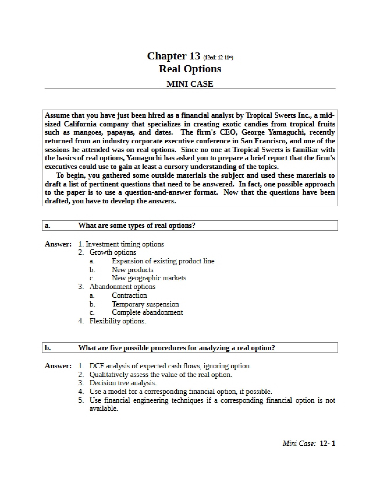 Study of Real Options