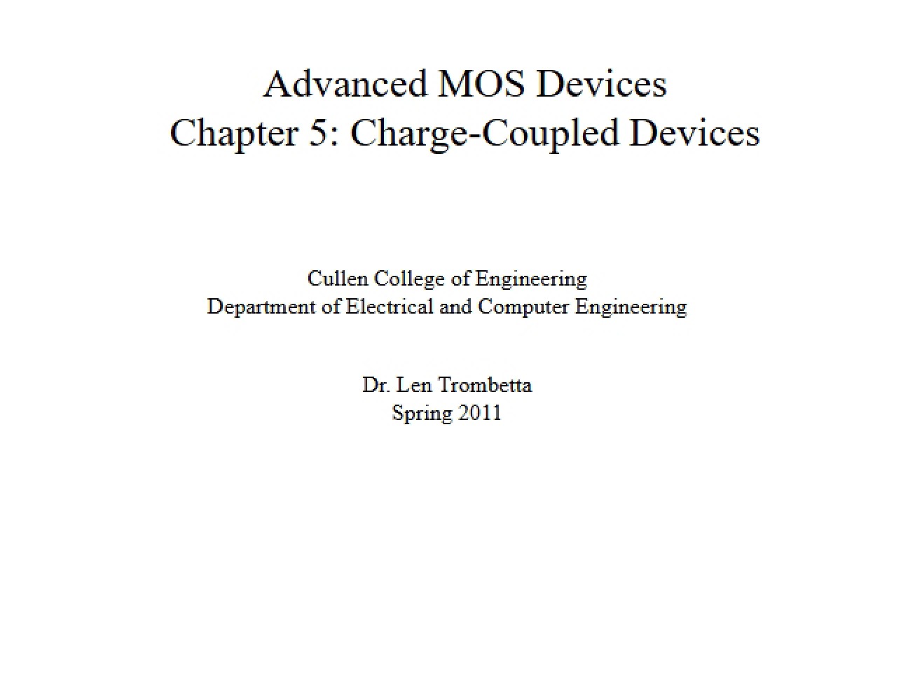 Charge-Coupled Devices (Ch 5)