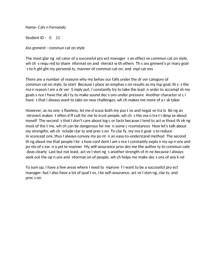 Communication Style Assignment