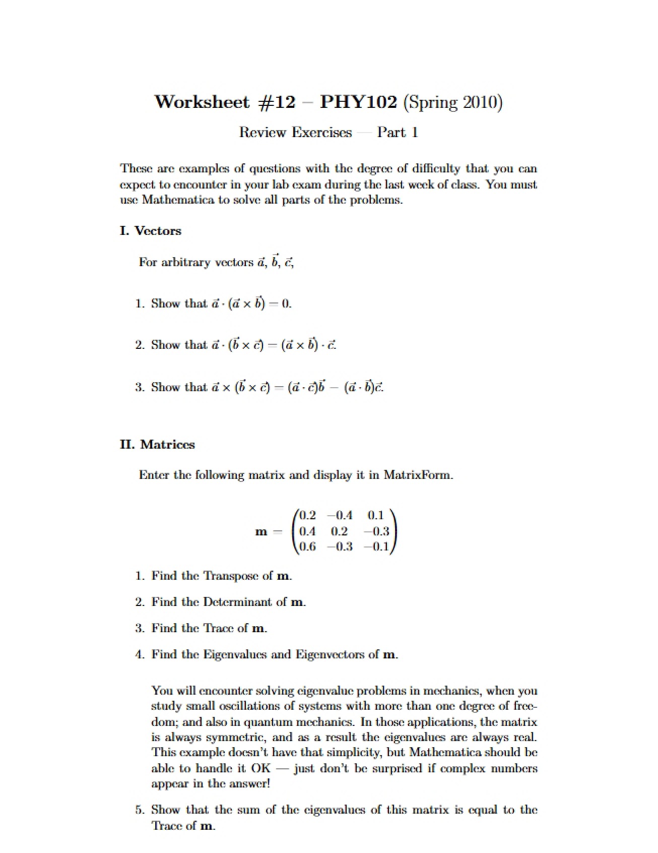 Worksheet 12