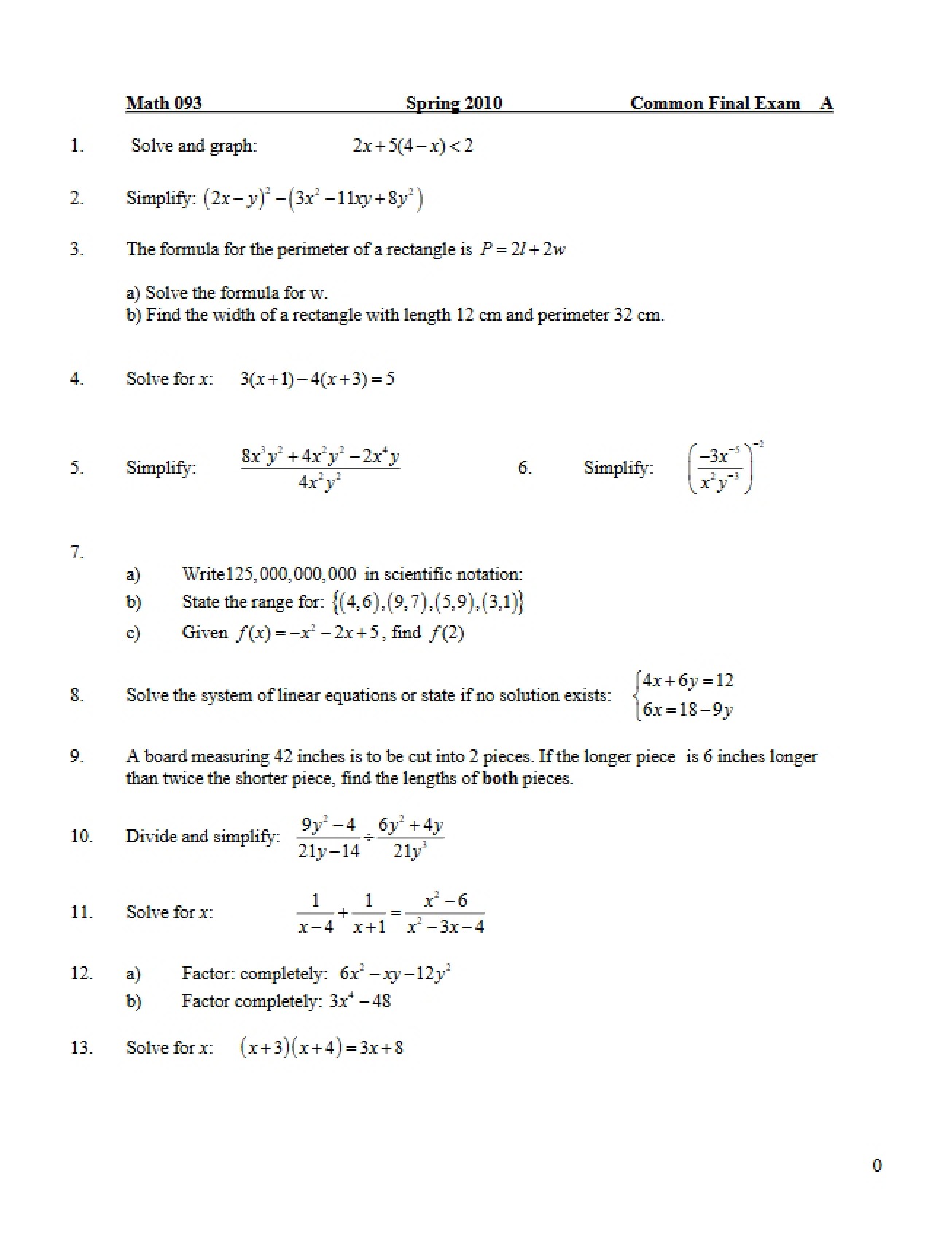 Final Exam Common Version