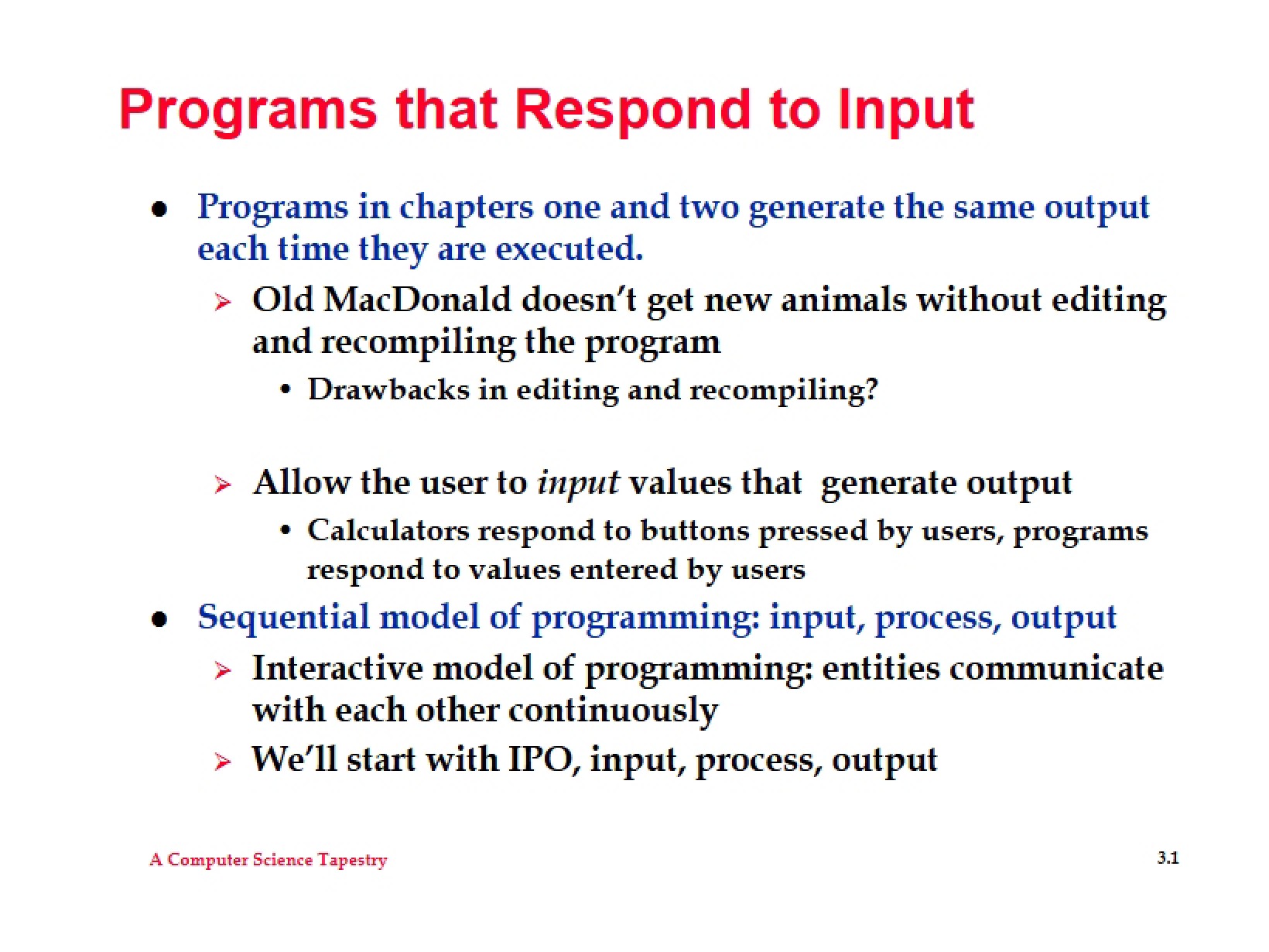 Handling Input in Programs