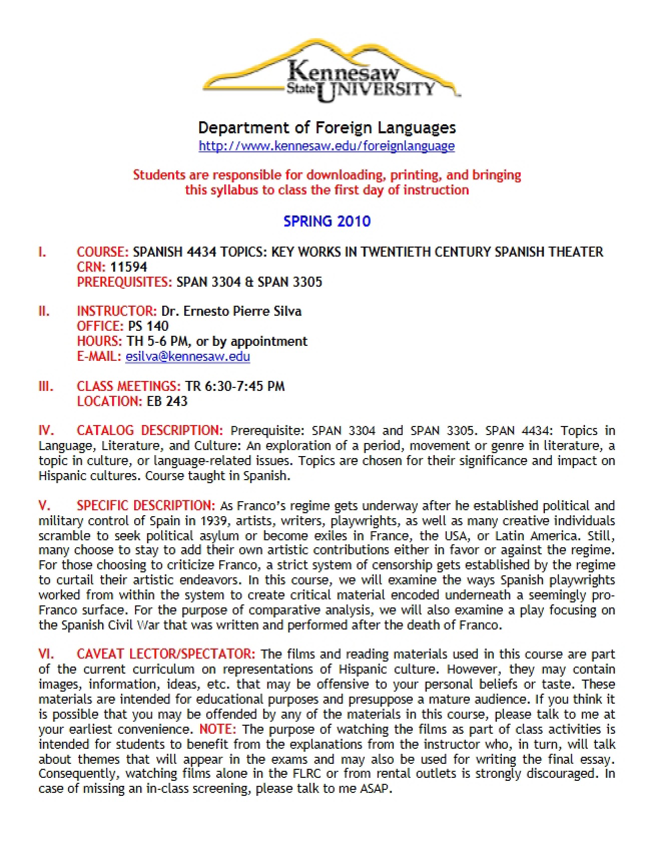 Language, Lit. & Culture Class Syllabus