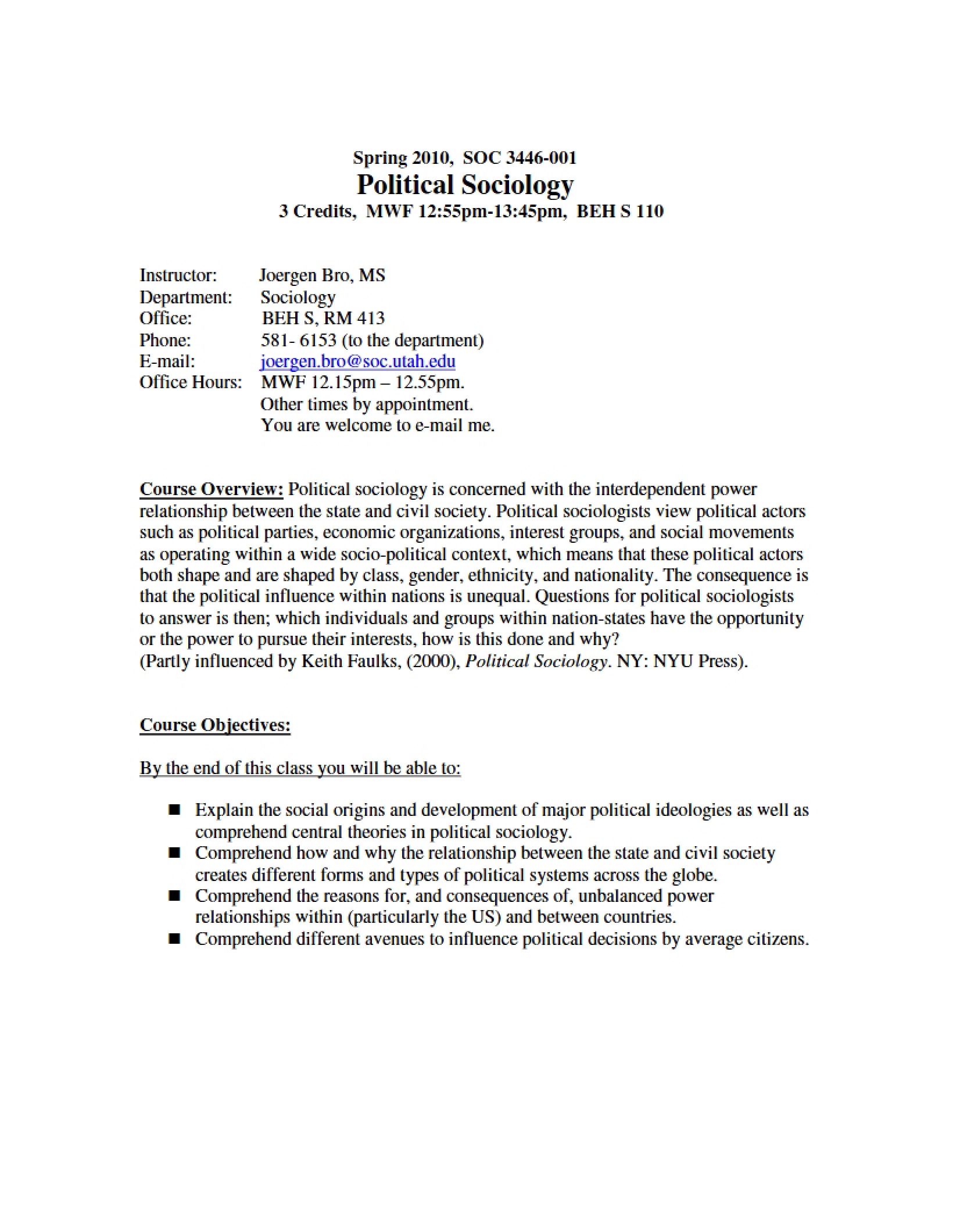 Power, Politics, and People Syllabus