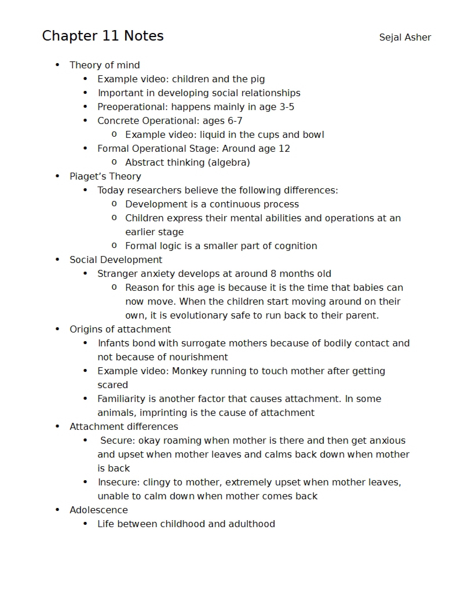 Eleventh Chapter Notes