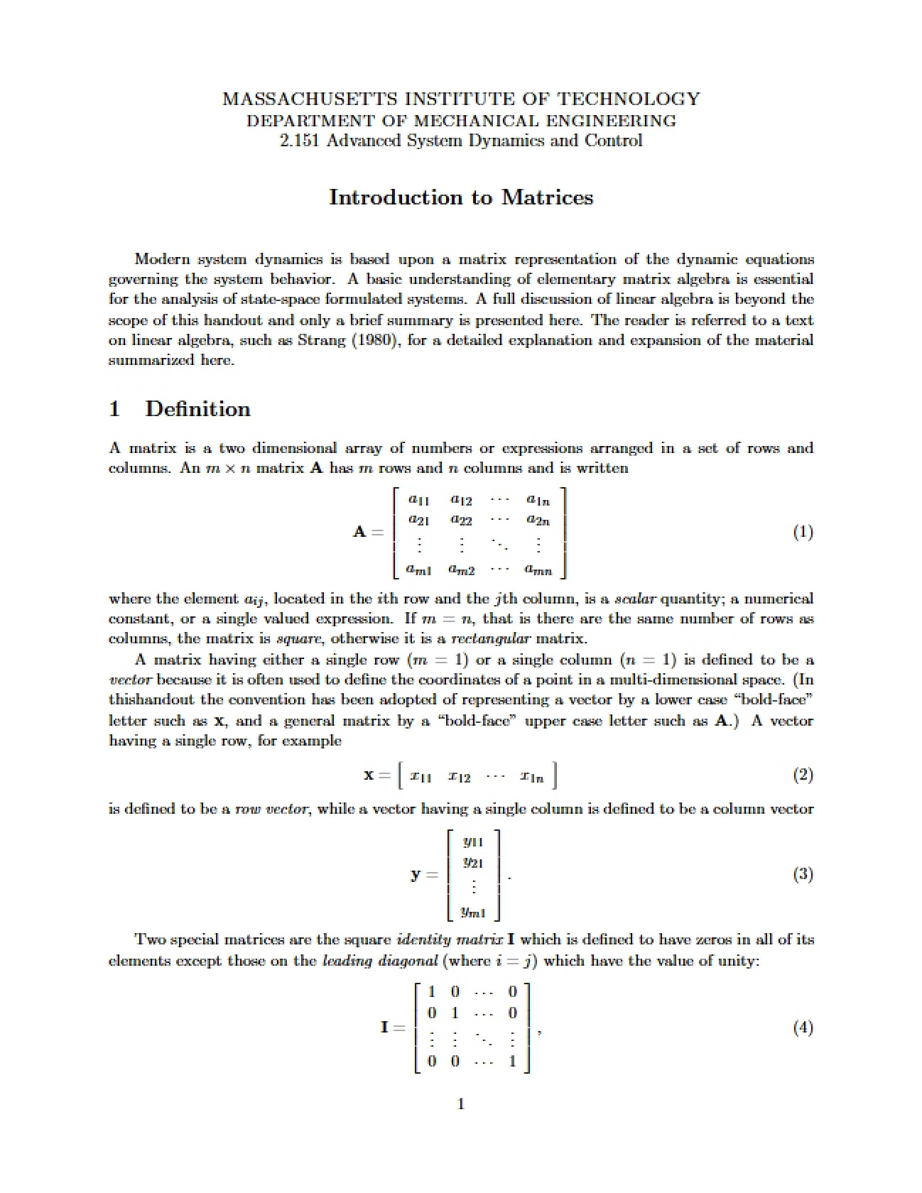 Matrices Introduction