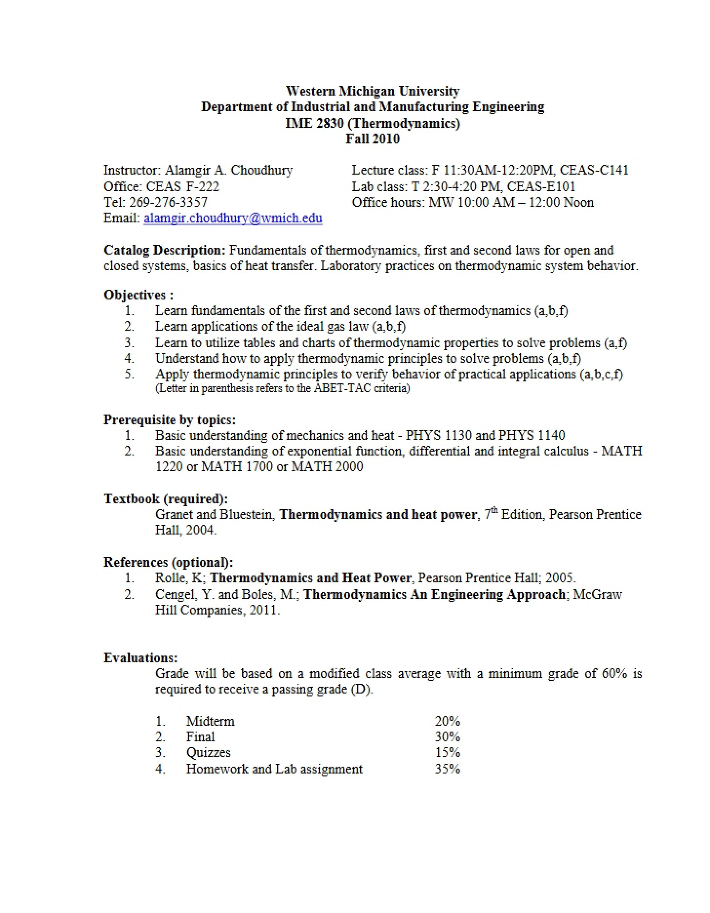 Class Syllabus