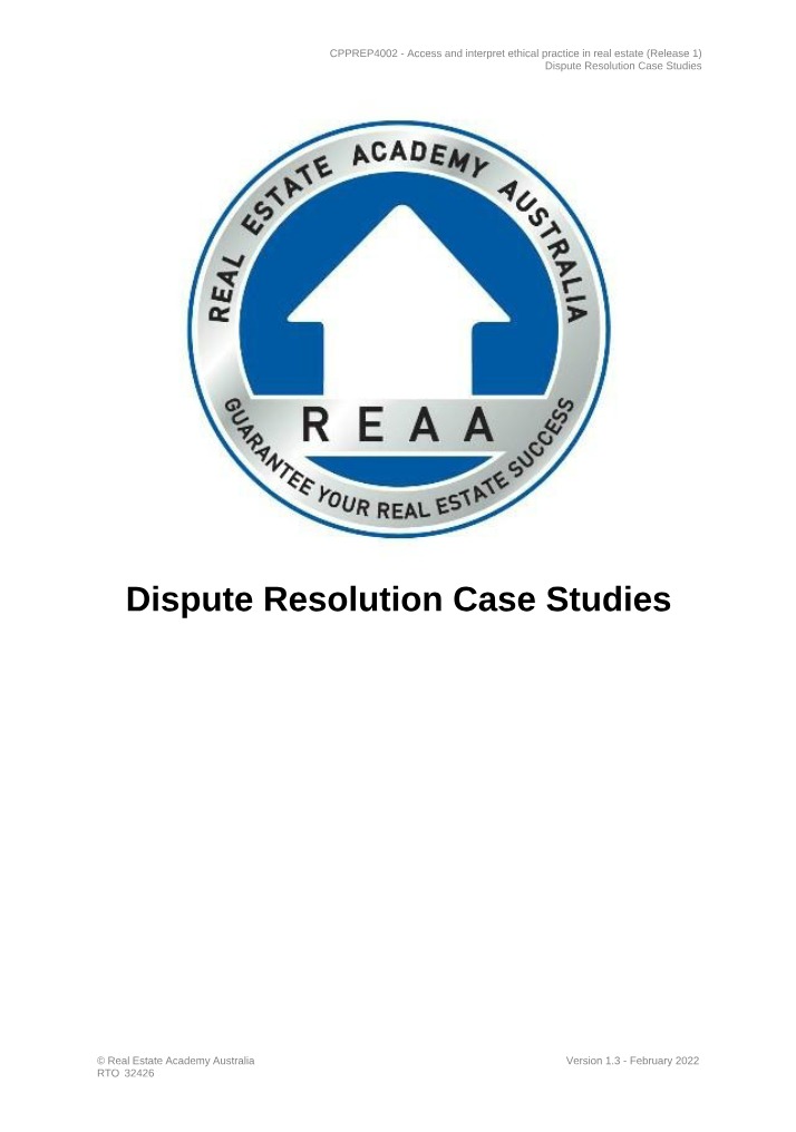 Dispute Resolution Case Studies Item 7