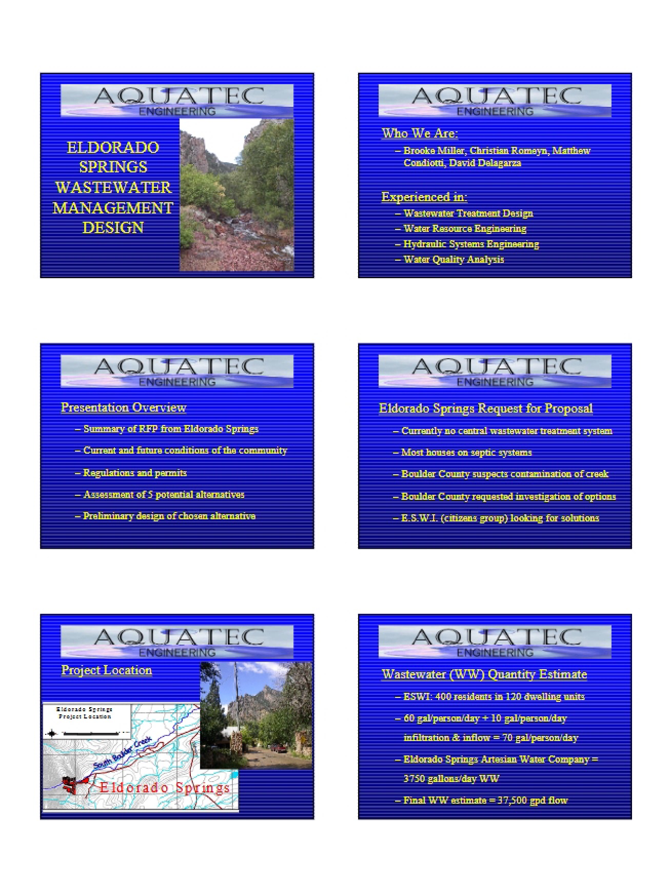 Wastewater Management Design for Eldorado Springs