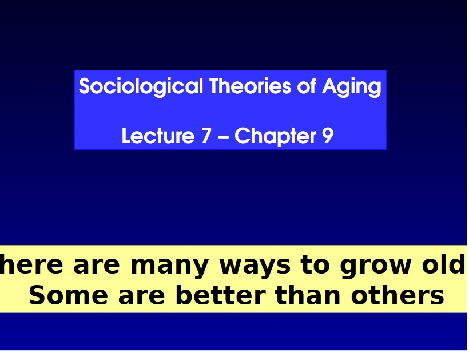 Aging Theories in Sociology