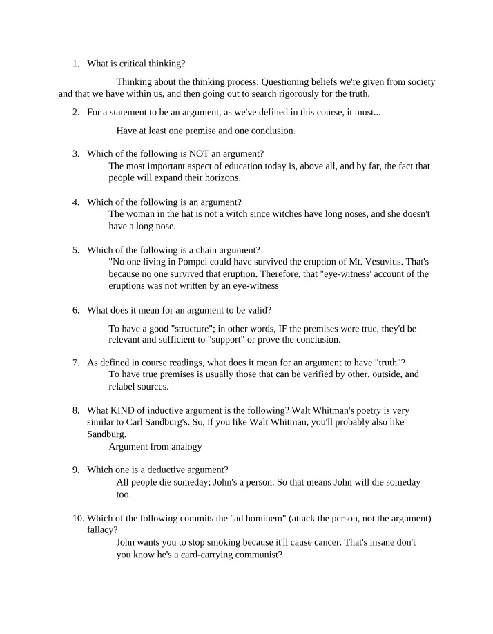 Critical Thinking - Questioning Beliefs