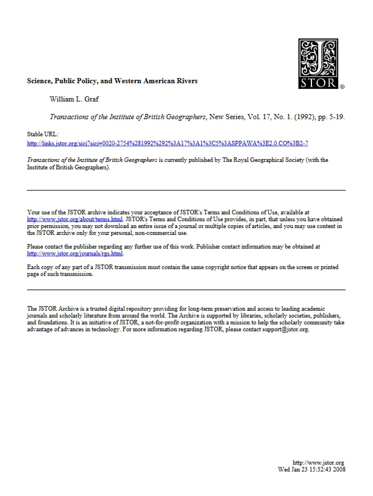 Western American Rivers, Public Policy, and Science