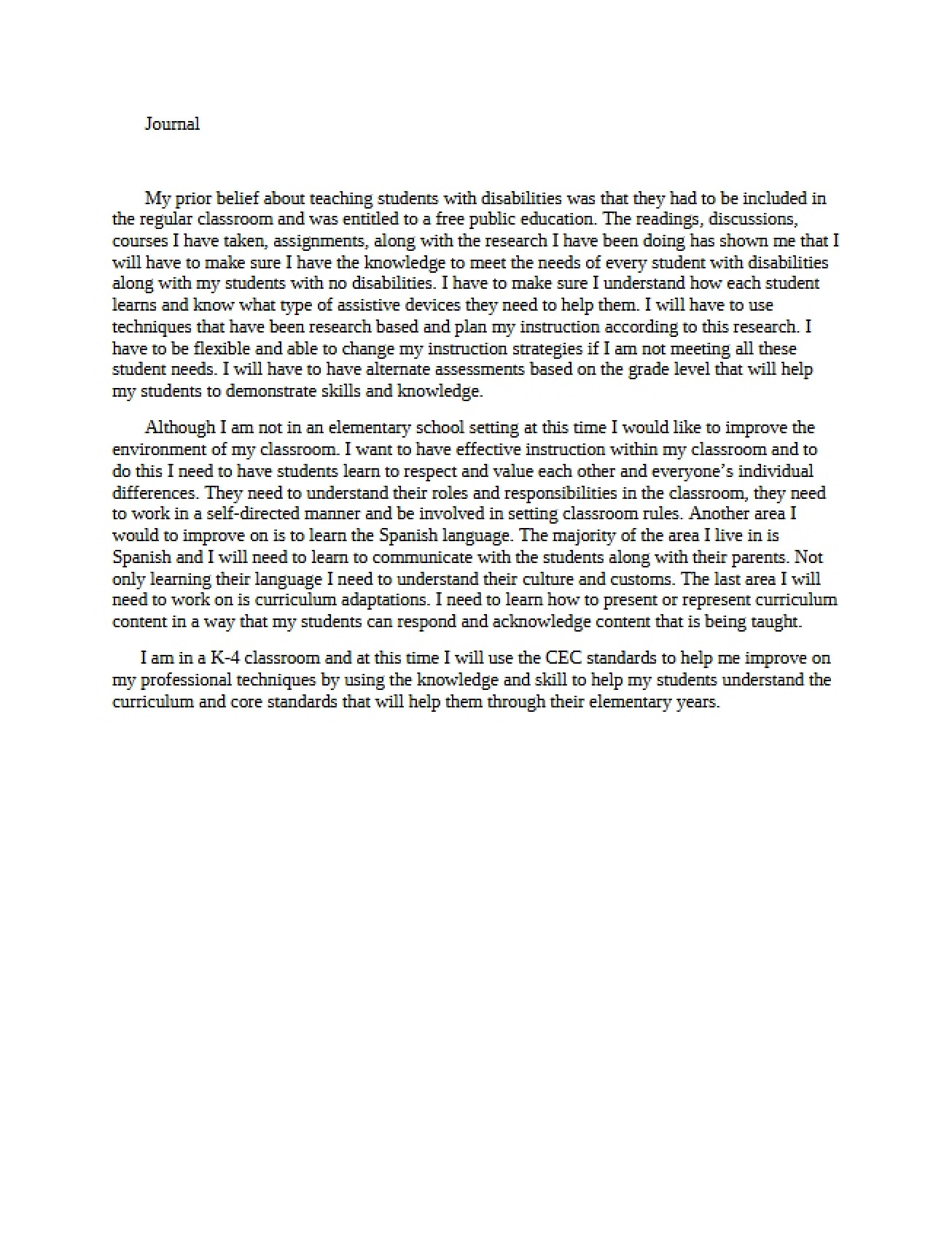 Reflective Journal