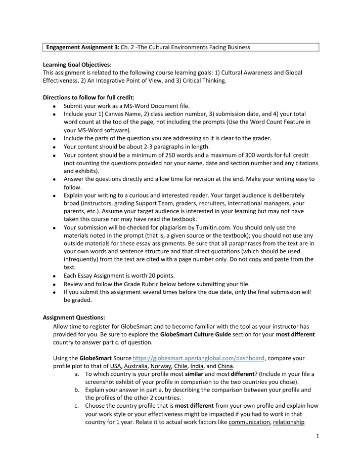 BUS-D270 Final Essay Assignment 3