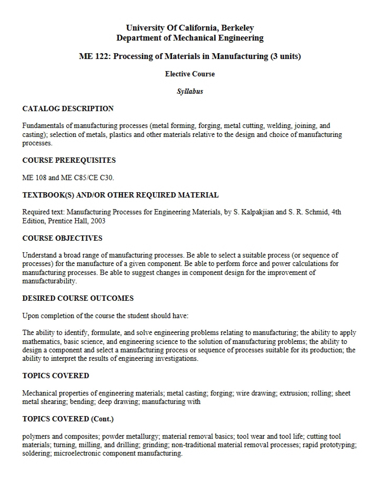 Course Syllabus