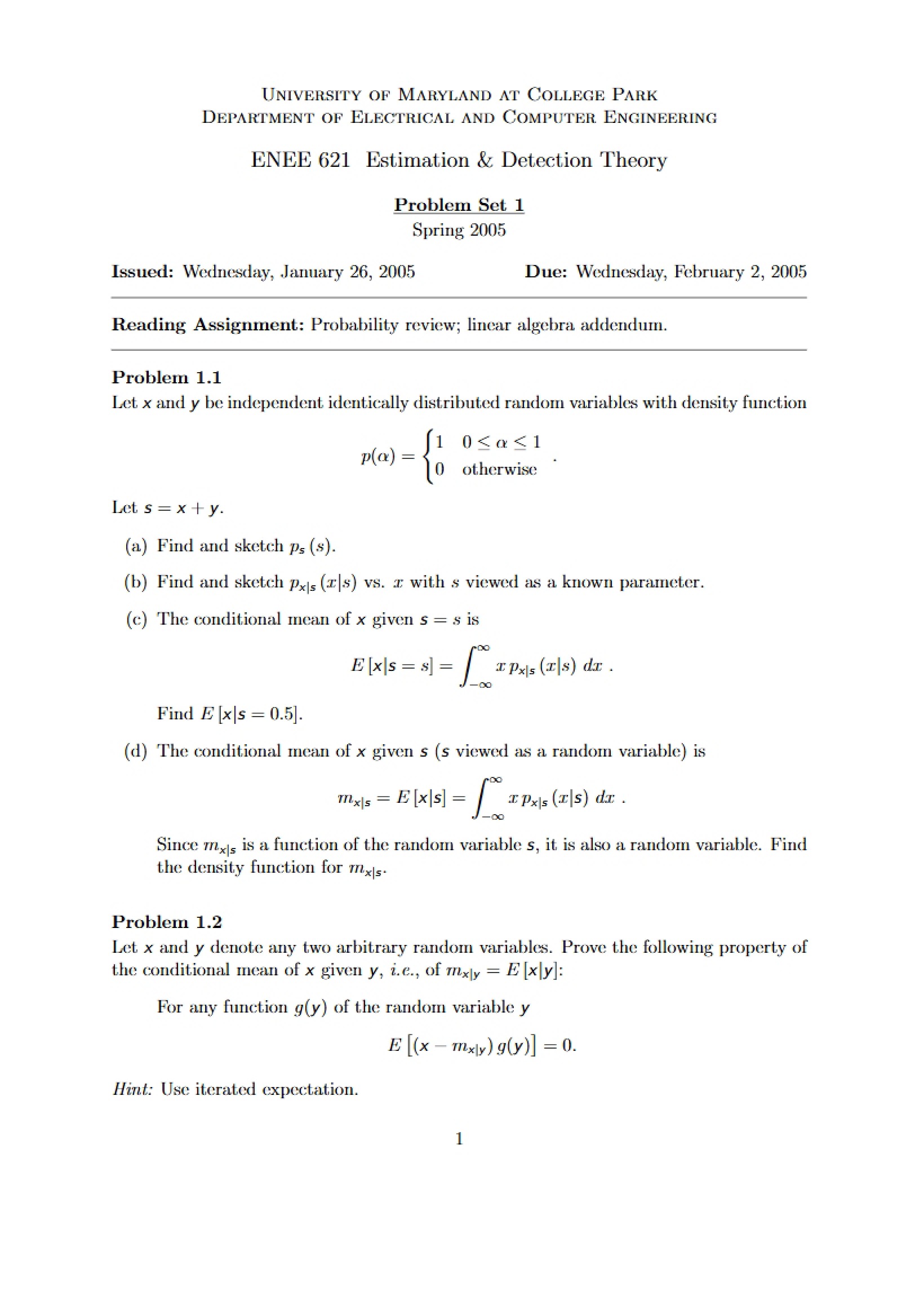 First Problem Set