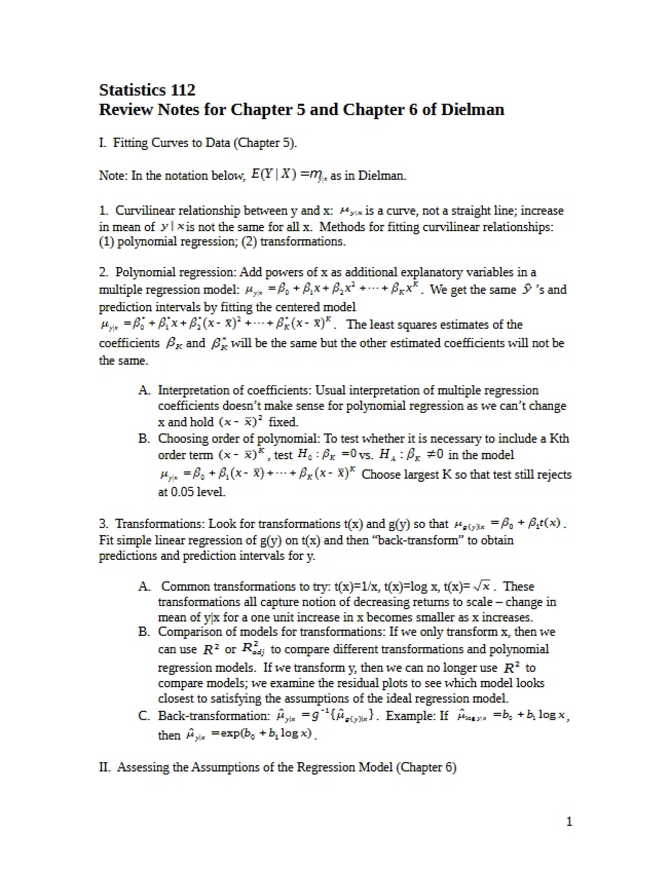 Review Notes of Dielman