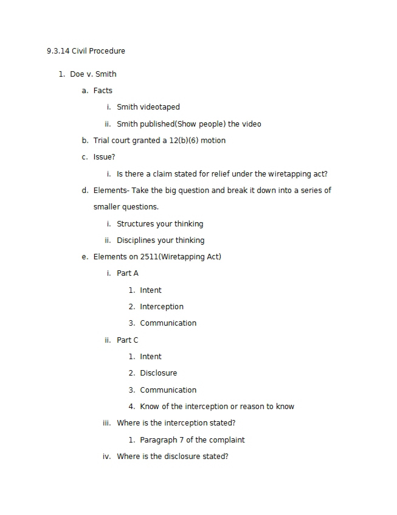 Summary of the Civil Procedure Lecture