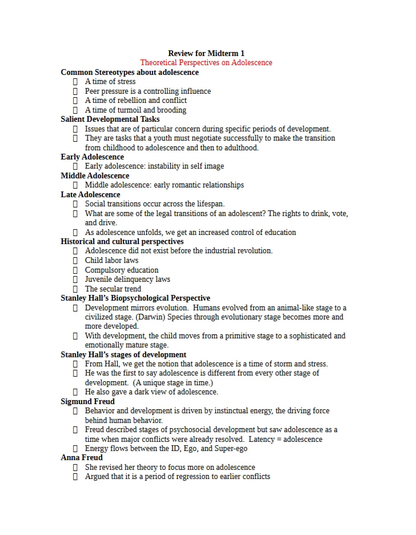 Midterm One Review
