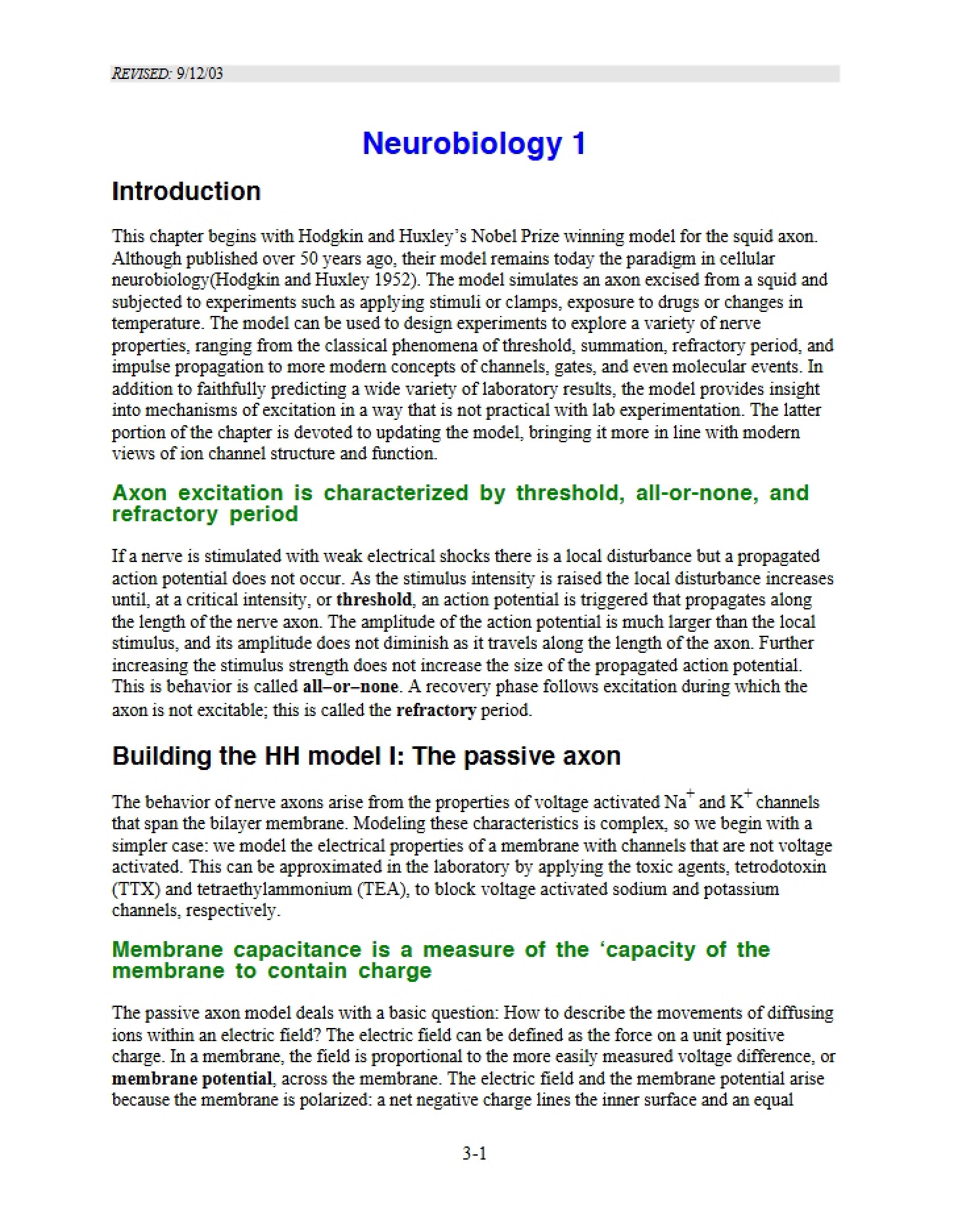 First Neurobiology Module
