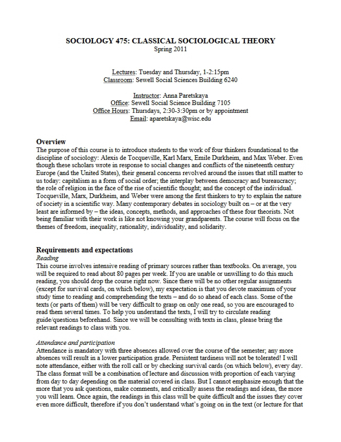 Class Syllabus