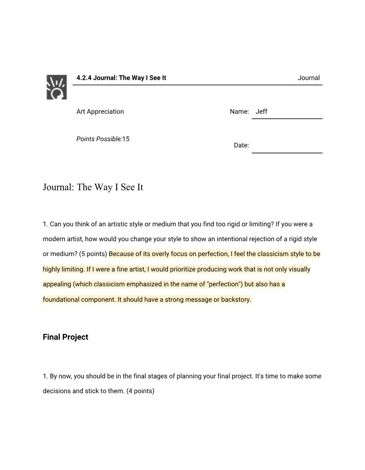 Journal - The Way I See It