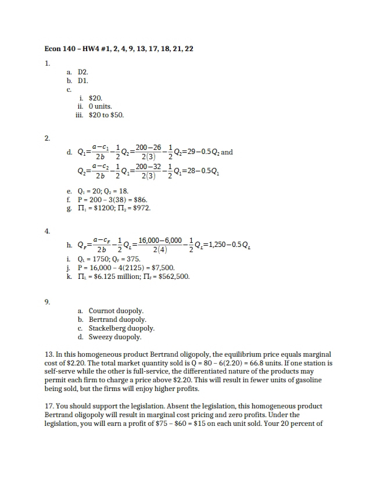 Managerial Economics Assignment