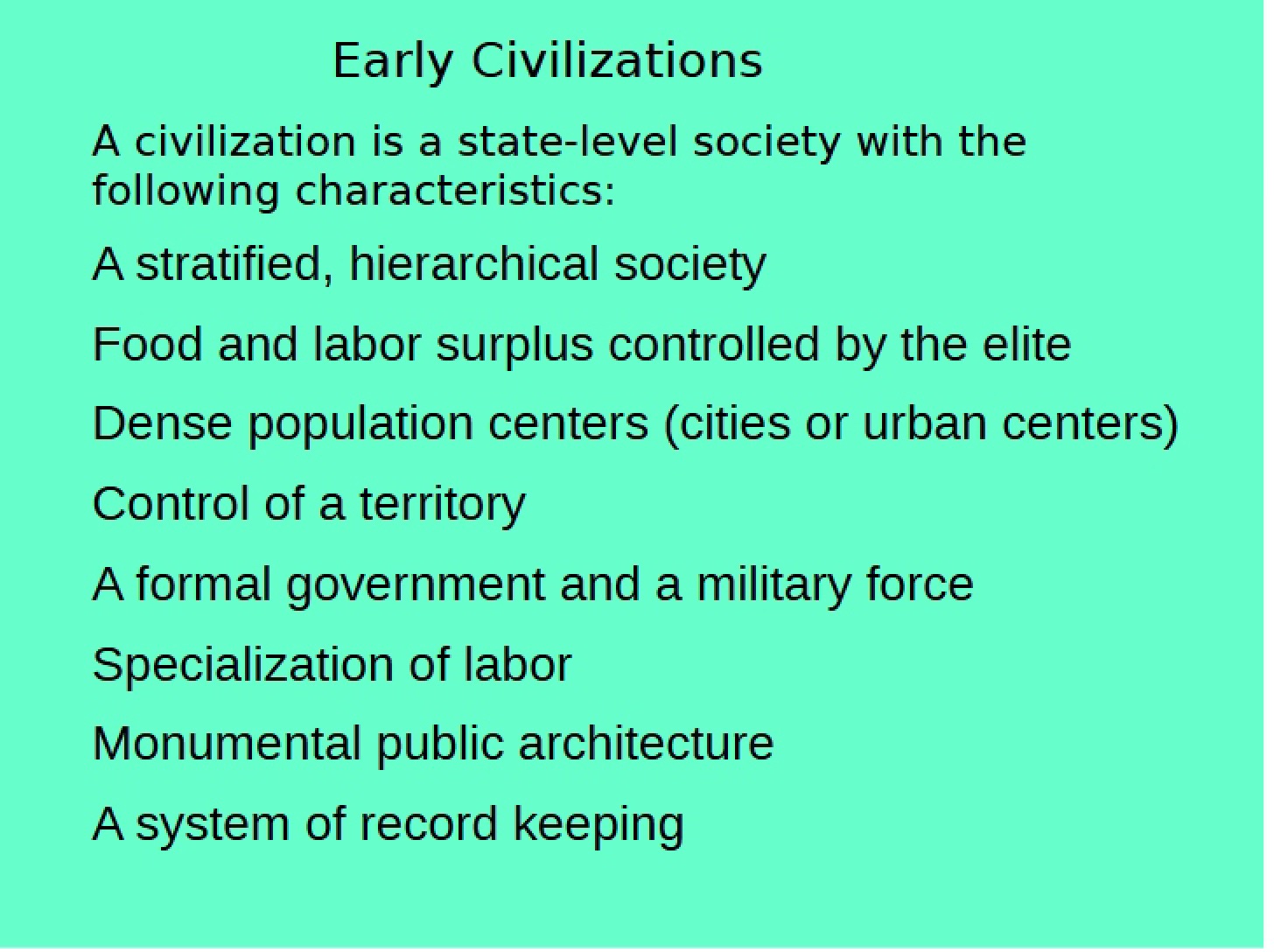 2012 Early Civilizations