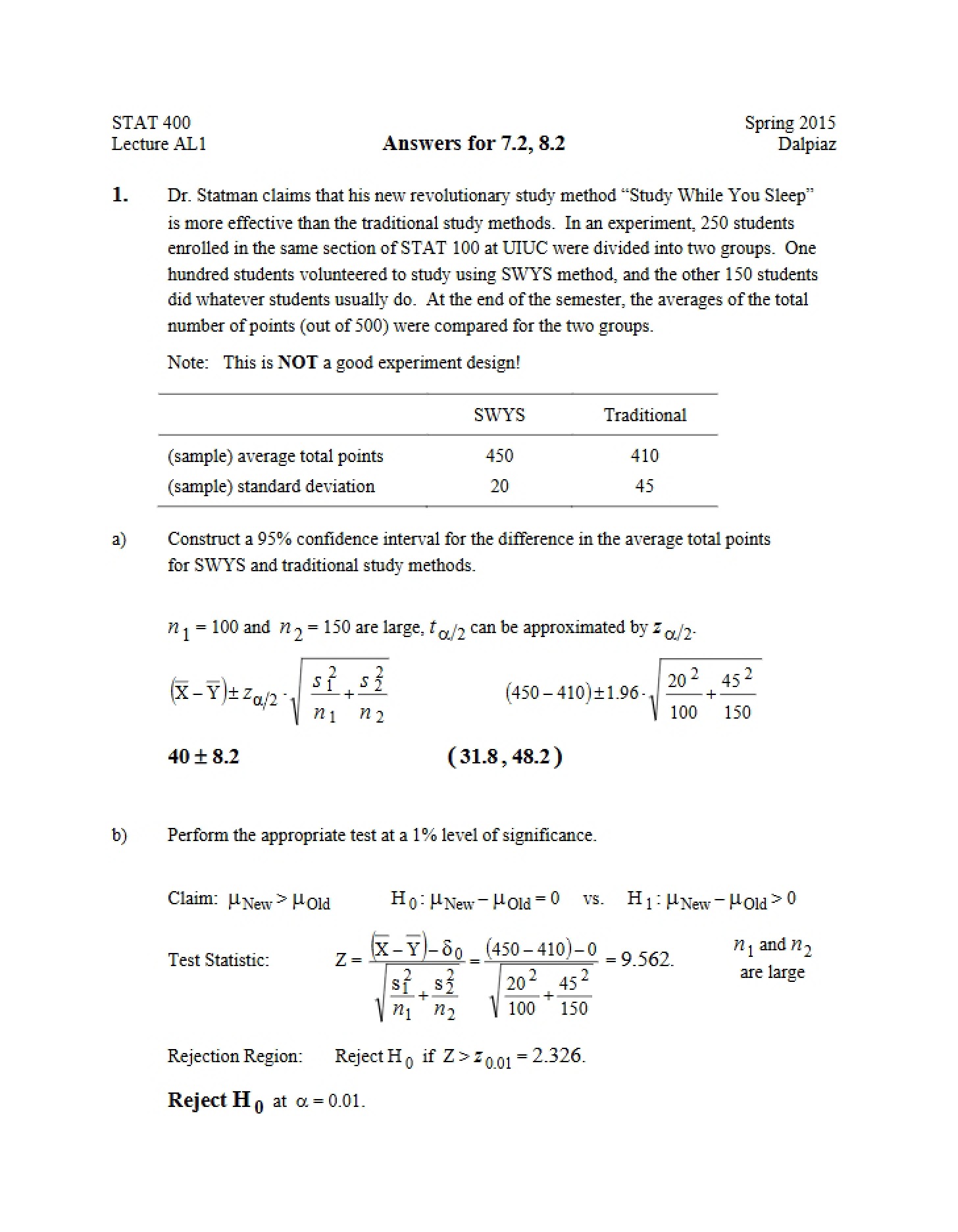 Solutions for Exercise 7.2