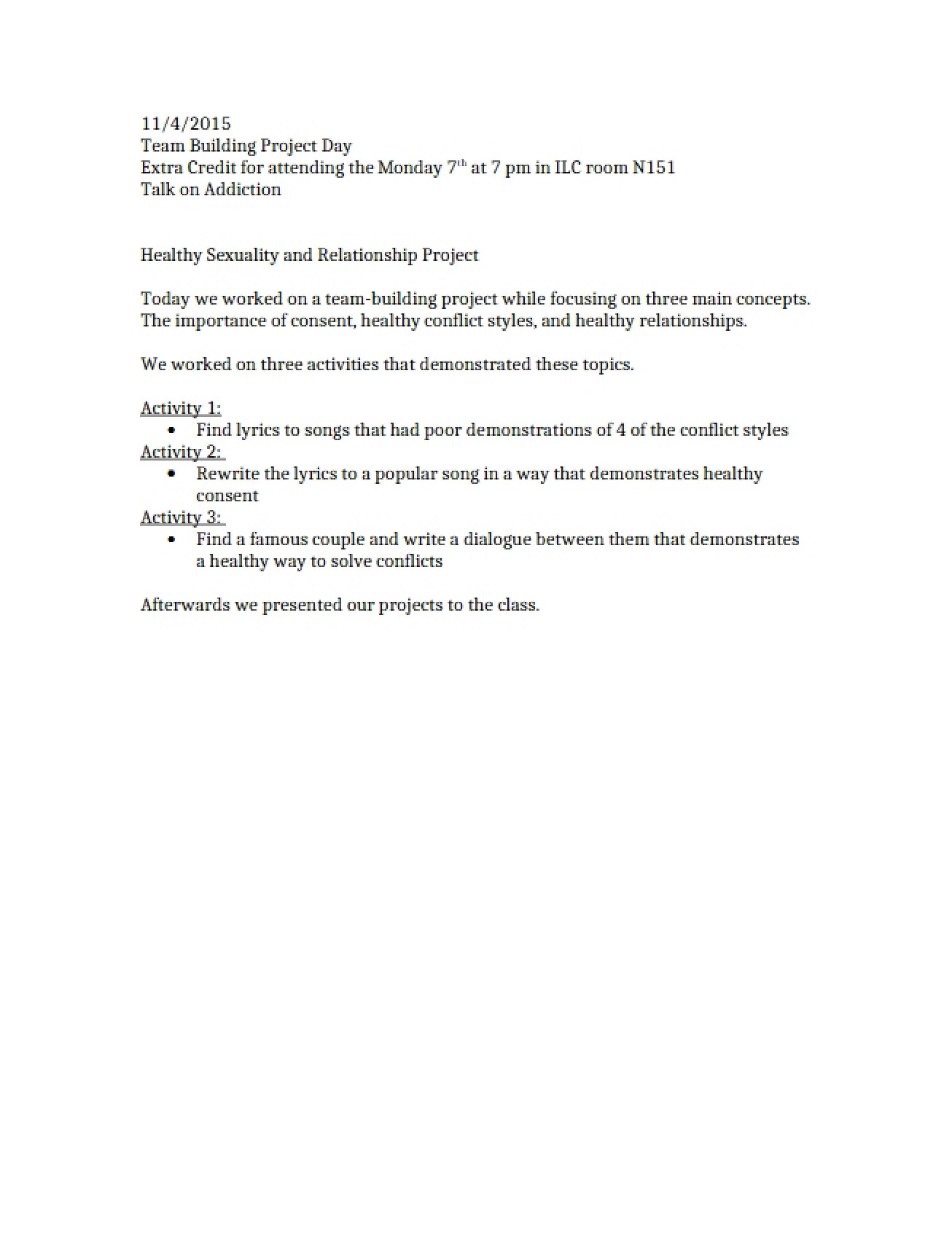 Project on Relationship and Healthy Sexuality