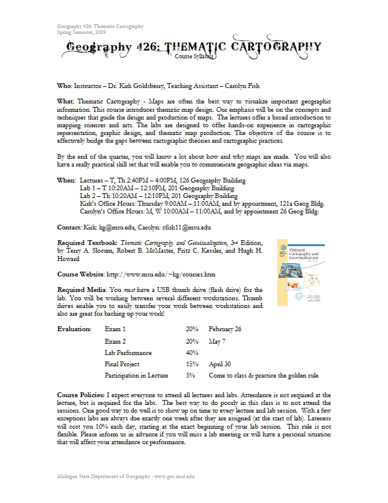 2009 Syllabus for GEO 426
