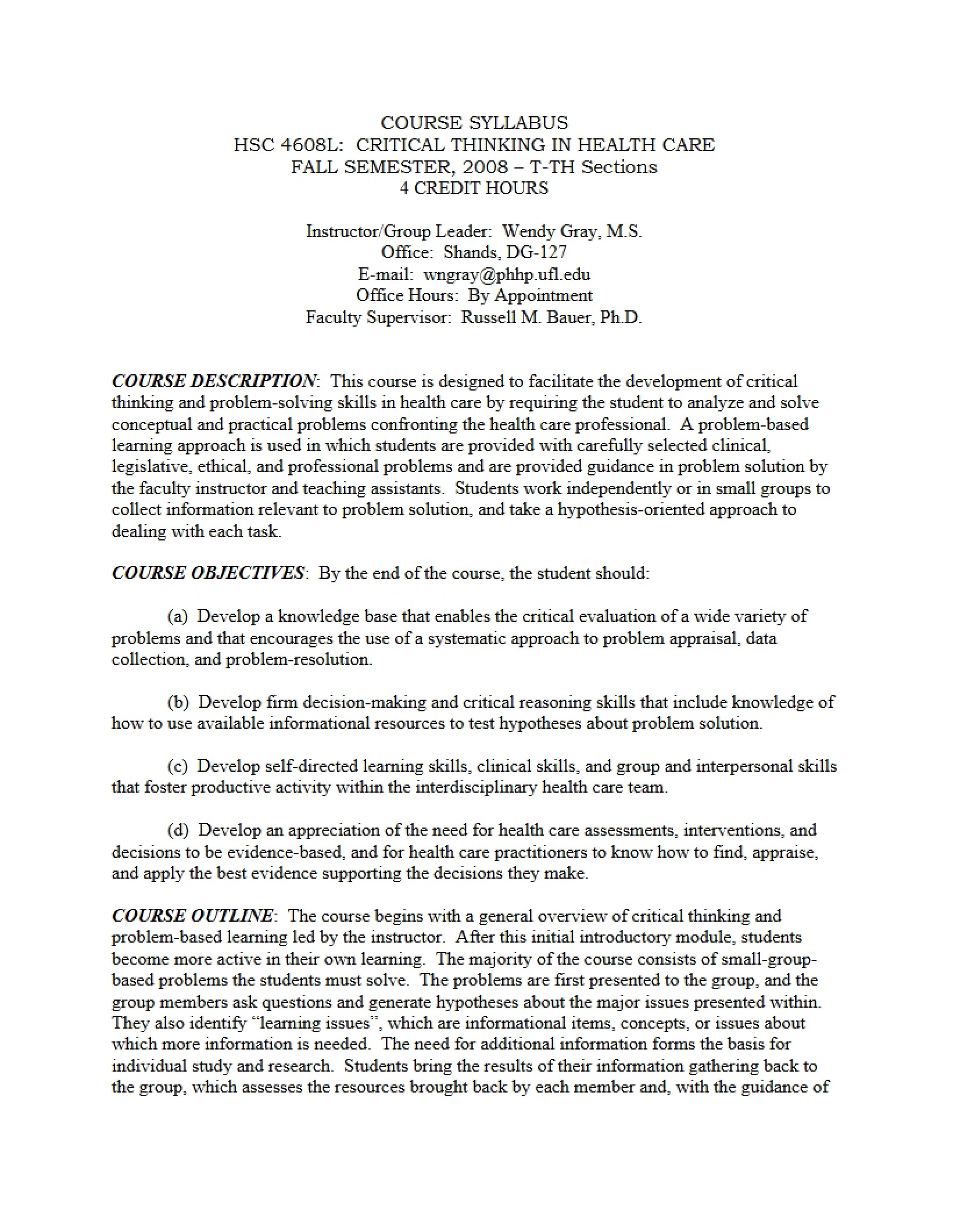 Critical Thinking for Health Professionals