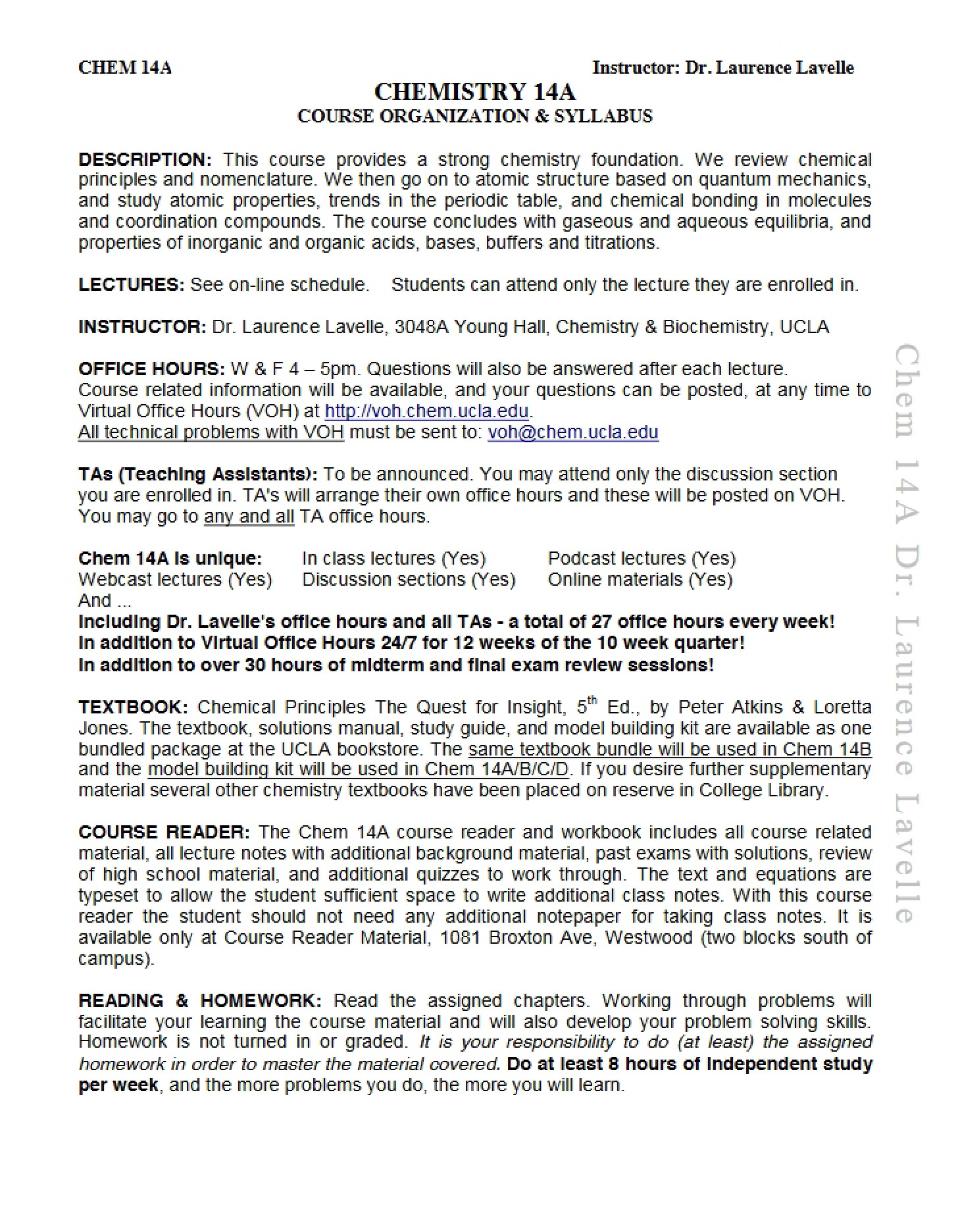 Syllabus Atomic Molecular Structure, Acids, Bases, and Equilibria